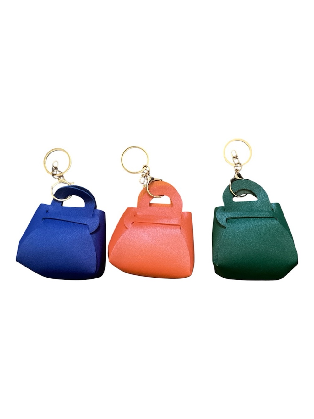 Mini Handbag Keychain Trio — Blue, Orange, Green